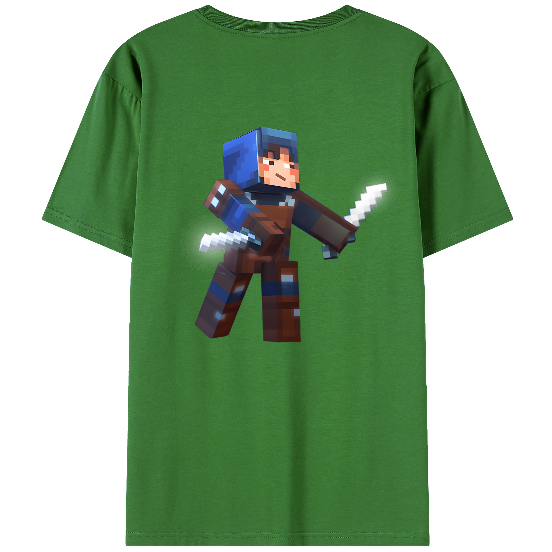 （画像用） マインクラフト ブロックの世界 Minecraft MC Block world レディース半袖Tシャツ(バックプリント)